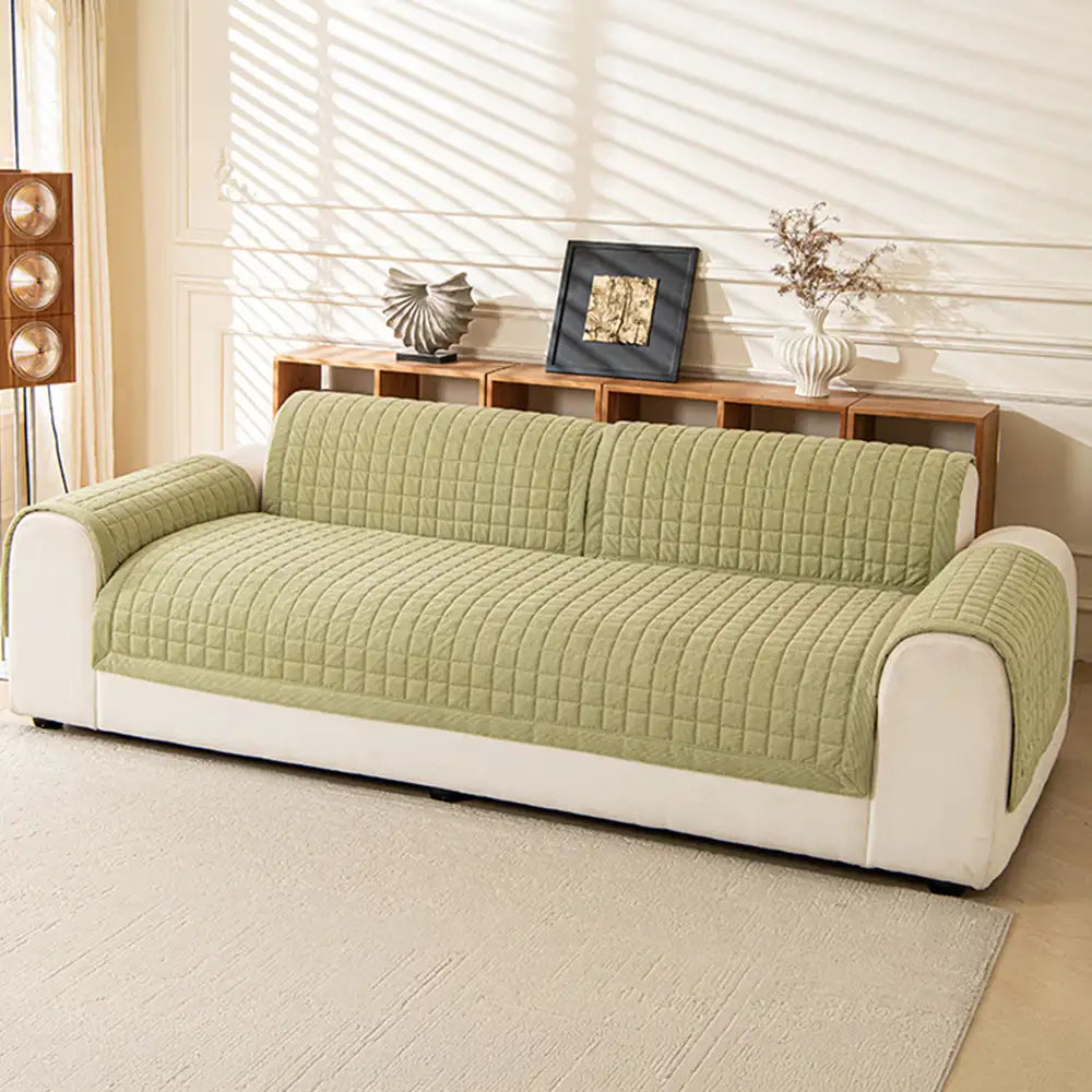 Quilted Square Simple Comfortable Sofa Protector Non-Slip Sofa Cover