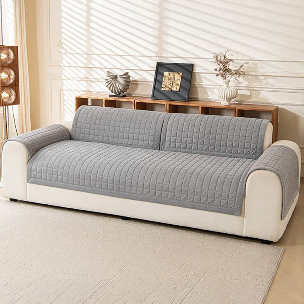 Quilted Square Simple Comfortable Sofa Protector Non-Slip Sofa Cover