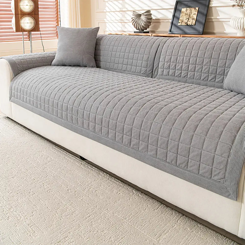 Quilted Square Simple Comfortable Sofa Protector Non-Slip Sofa Cover