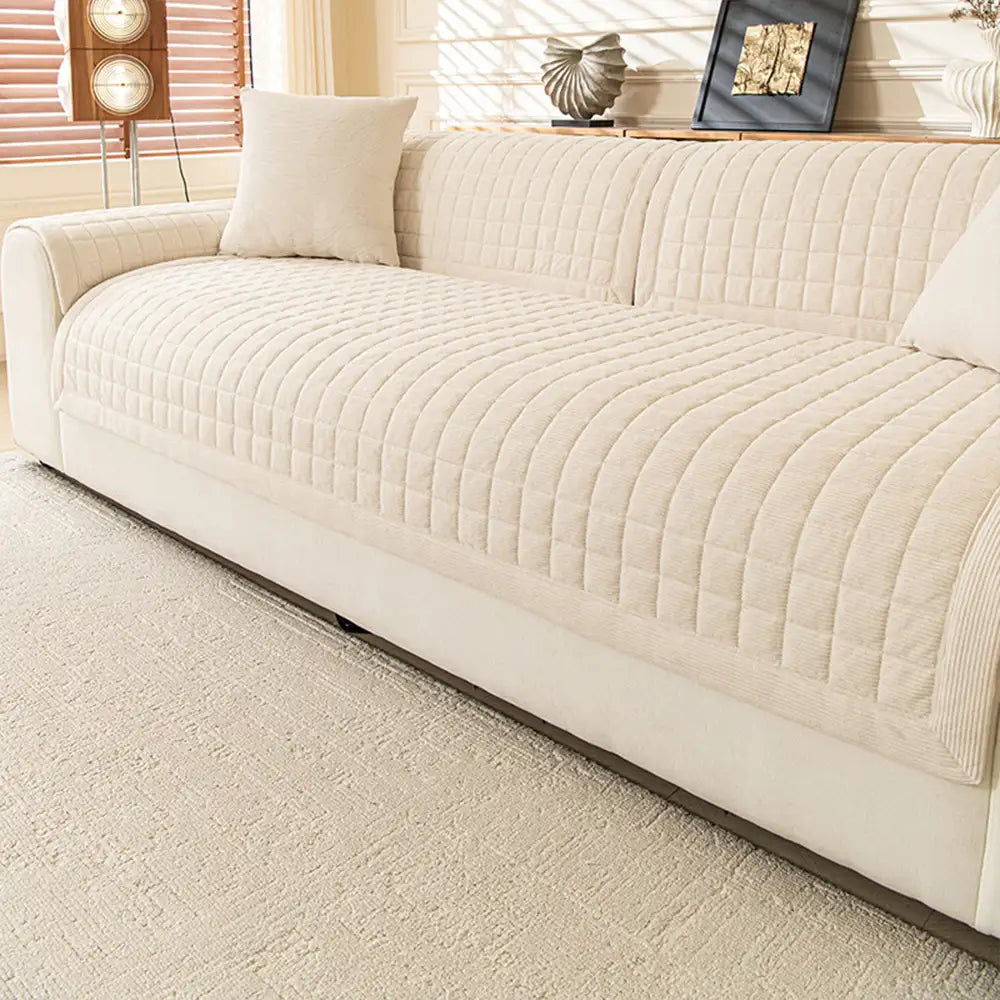 Quilted Square Simple Comfortable Sofa Protector Non-Slip Sofa Cover