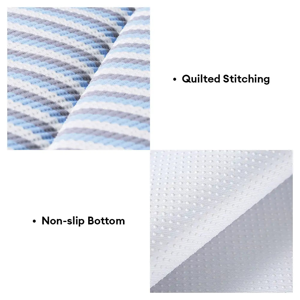 Refreshing Striped Cooling Ice Silk Non-Slip Dog Mat Bed with Pillow
