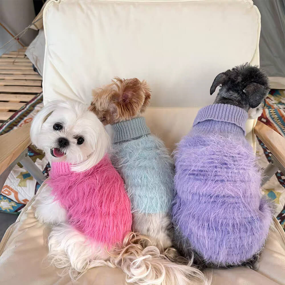 Soft Fluffy Fashion Luxurious Dog Clothes Turtleneck Knit Dog Jumper