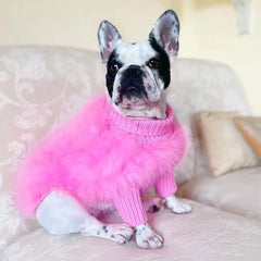 Soft Fluffy Fashion Luxurious Dog Clothes Turtleneck Knit Dog Jumper