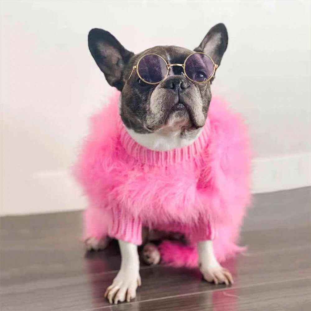 Soft Fluffy Fashion Luxurious Dog Clothes Turtleneck Knit Dog Jumper