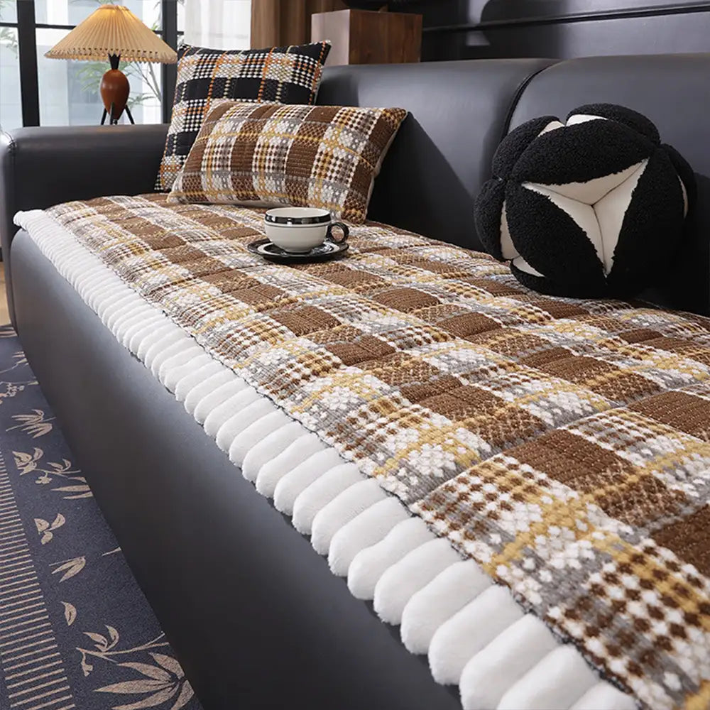 Striped Corduroy Sofa Scratch-Resistant Protective Non-Slip Couch Cover