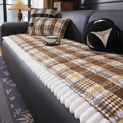 Striped Corduroy Sofa Scratch-Resistant Protective Non-Slip Couch Cover