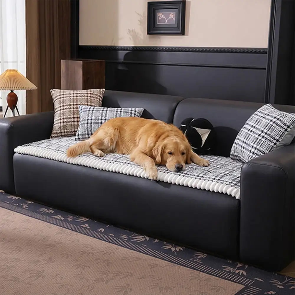 Striped Corduroy Sofa Scratch-Resistant Protective Non-Slip Couch Cover