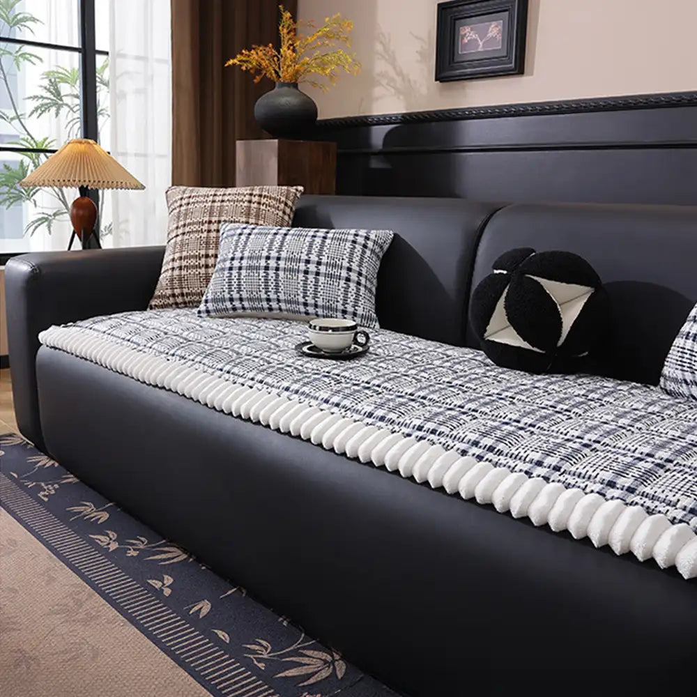 Striped Corduroy Sofa Scratch-Resistant Protective Non-Slip Couch Cover
