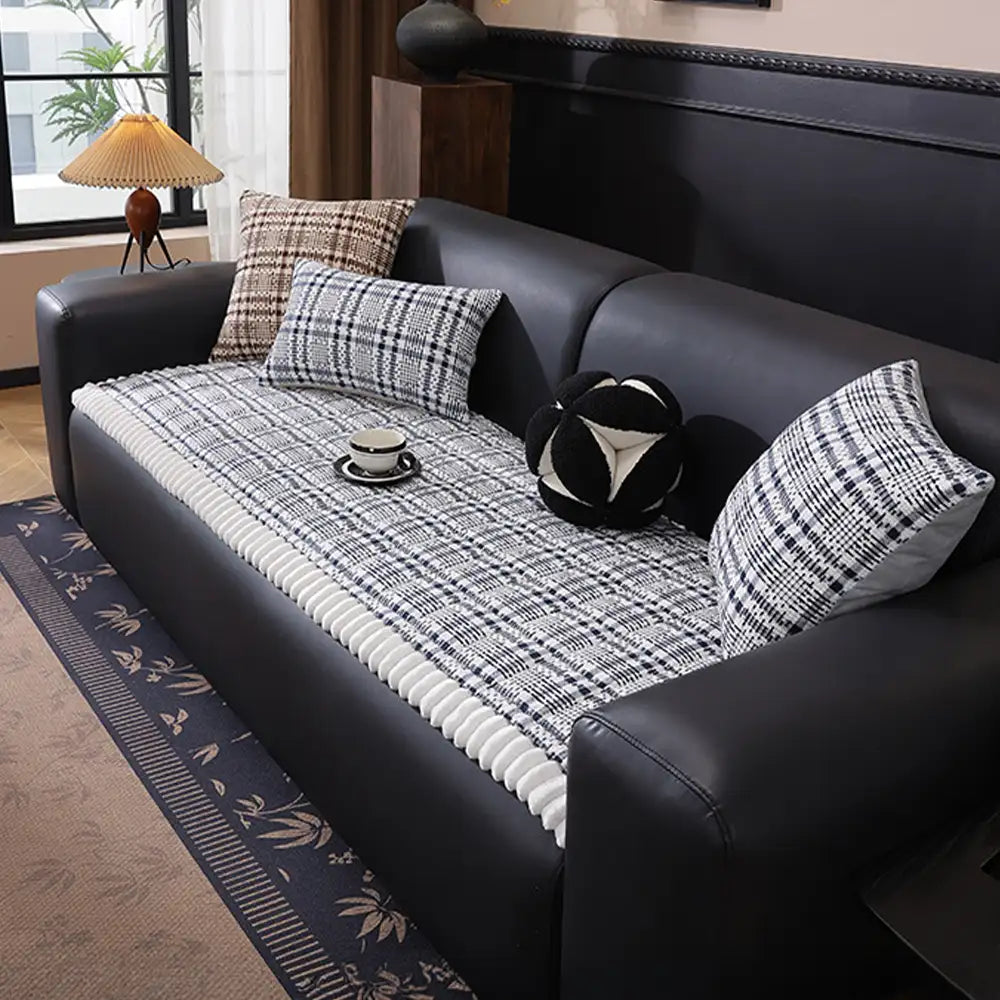 Striped Corduroy Sofa Scratch-Resistant Protective Non-Slip Couch Cover