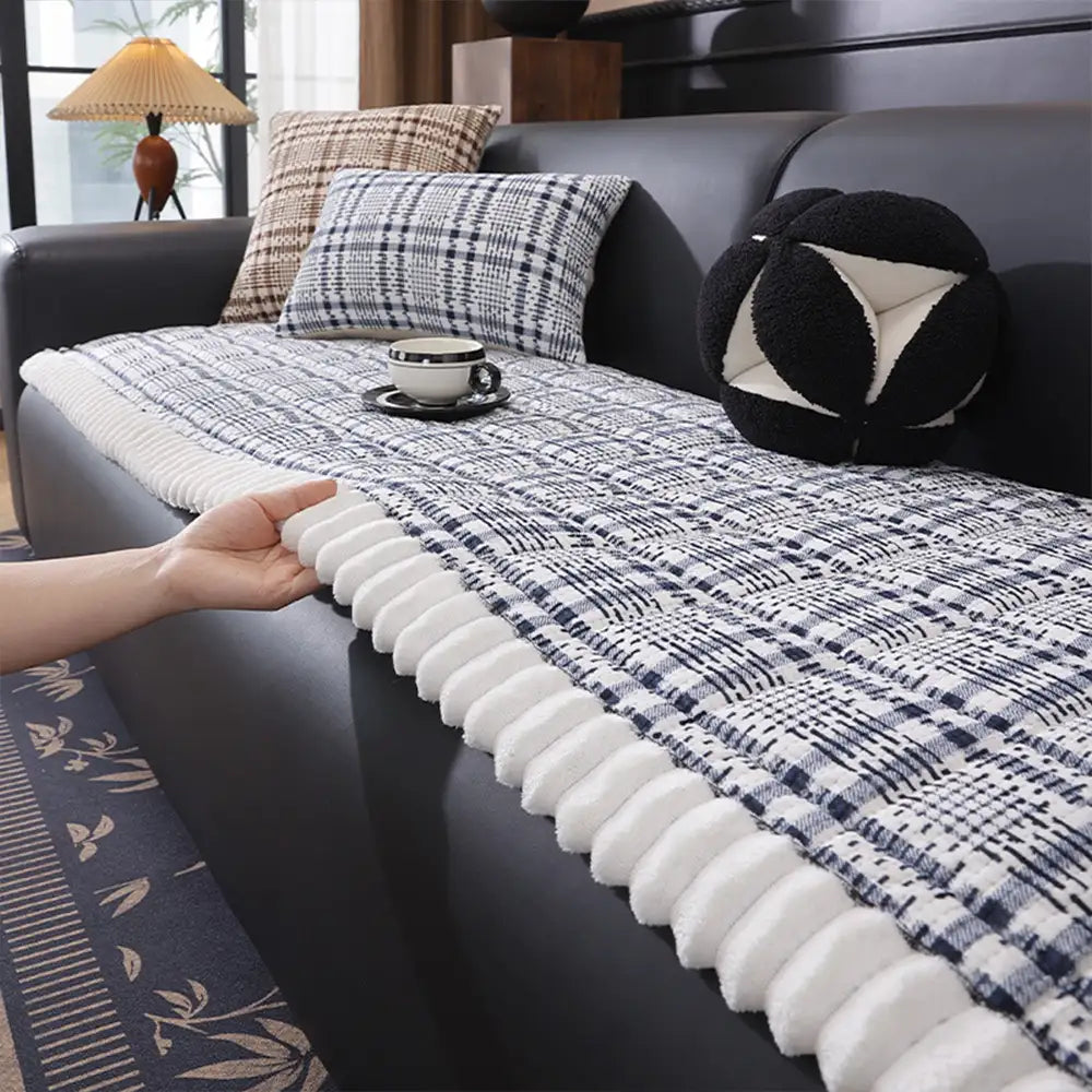 Striped Corduroy Sofa Scratch-Resistant Protective Non-Slip Couch Cover