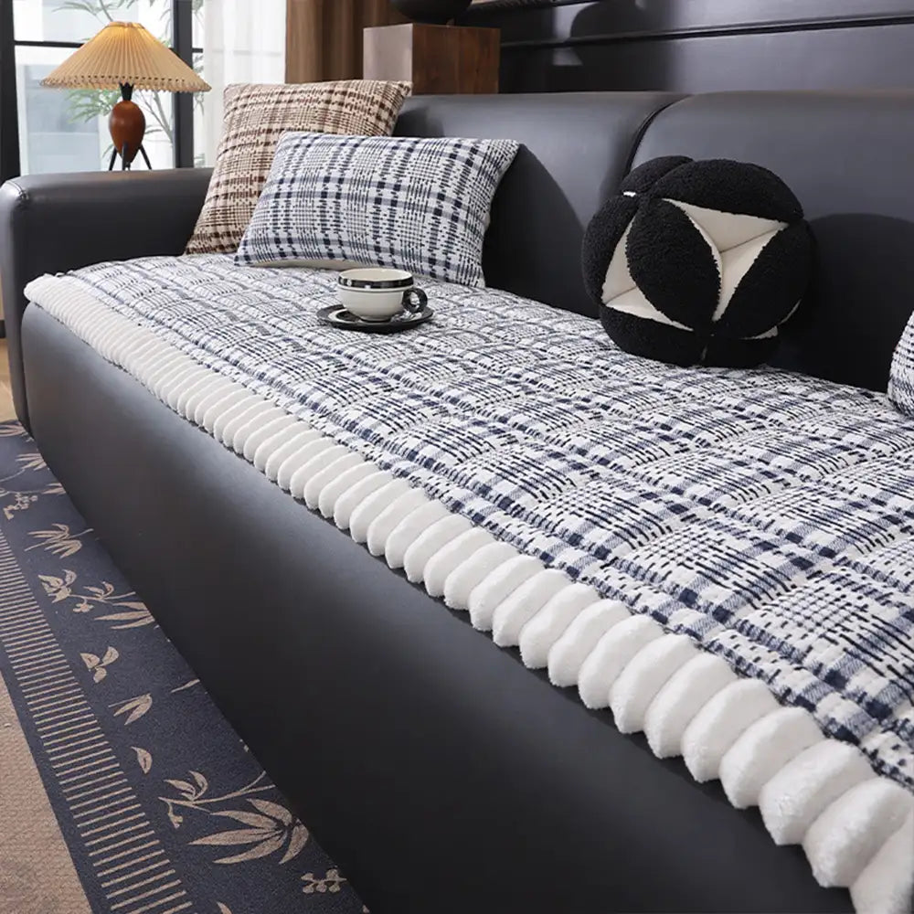 Striped Corduroy Sofa Scratch-Resistant Protective Non-Slip Couch Cover