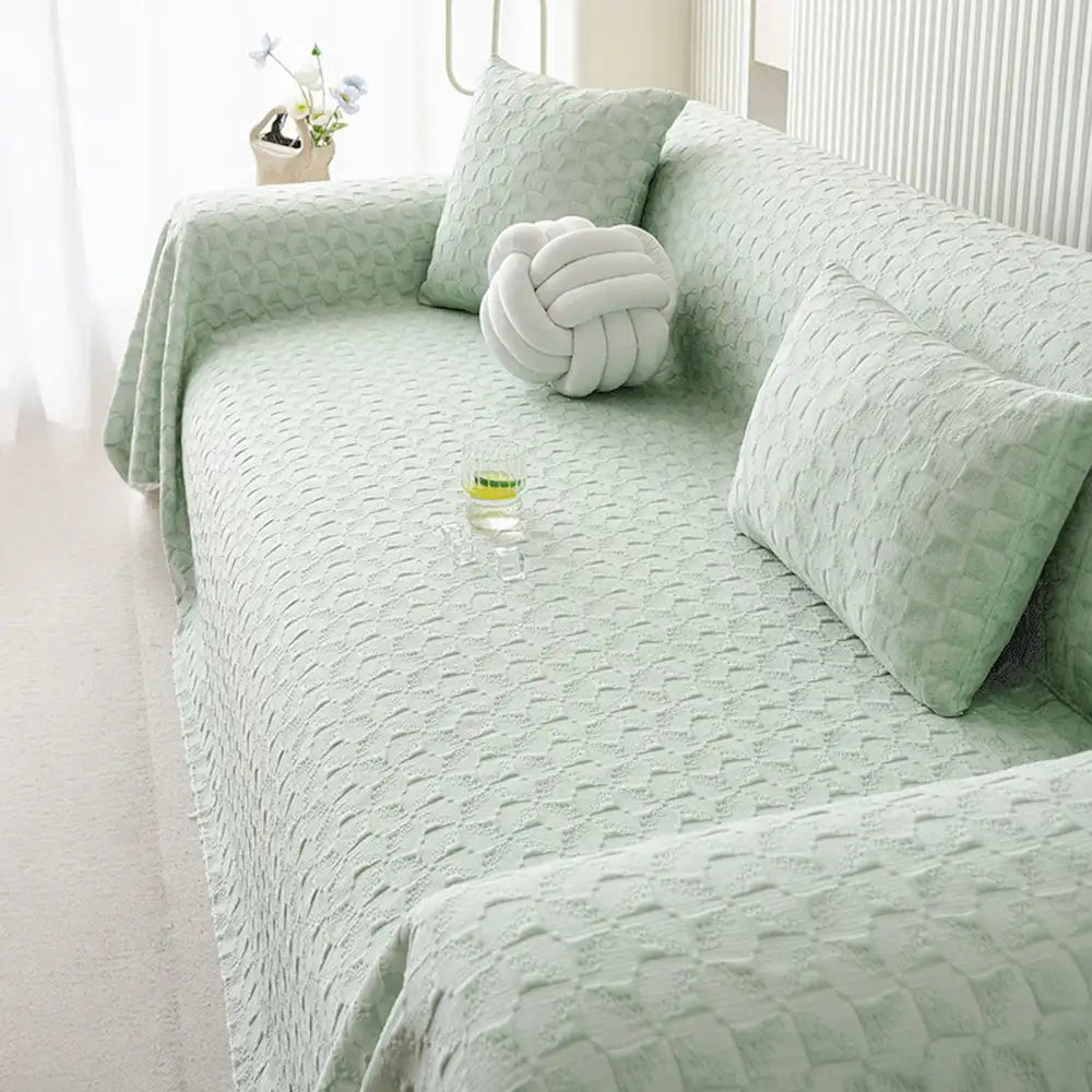 Textured Cooling Ice Silk Skin-Friendly Breathable Sofa Throw Blanket Washable Sofa Cover