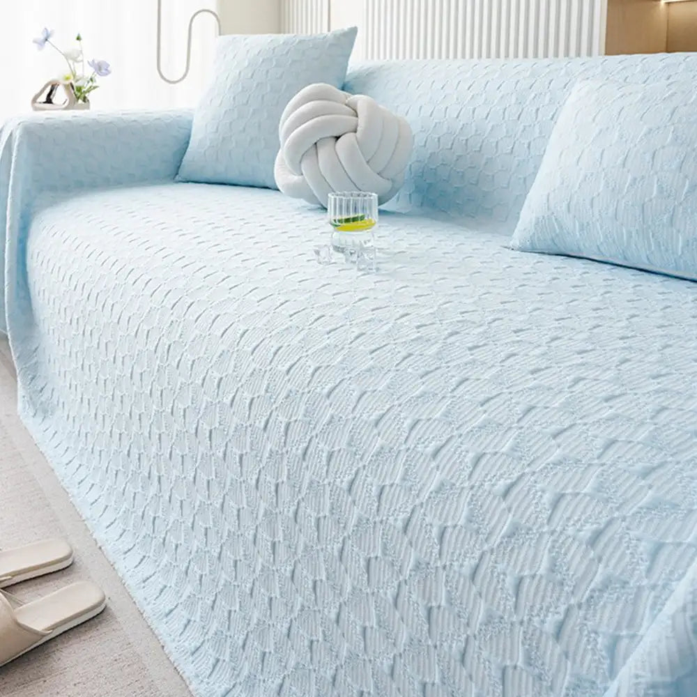 Textured Cooling Ice Silk Skin-Friendly Breathable Sofa Throw Blanket Washable Sofa Cover