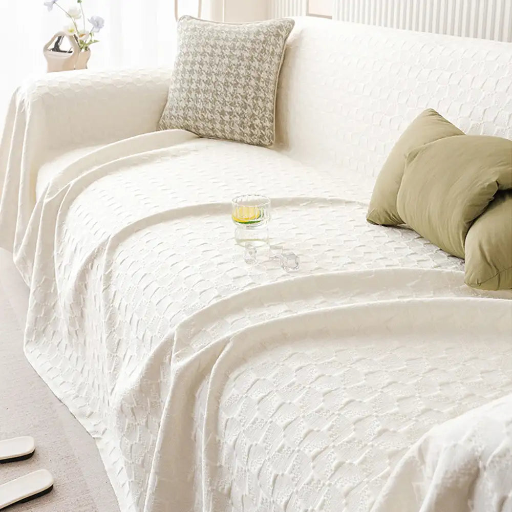 Textured Cooling Ice Silk Skin-Friendly Breathable Sofa Throw Blanket Washable Sofa Cover