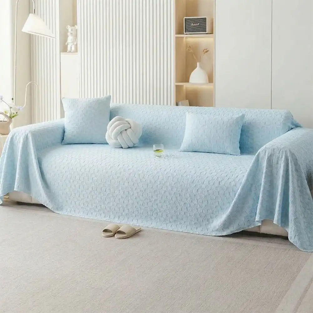 Textured Cooling Ice Silk Skin-Friendly Breathable Sofa Throw Blanket Washable Sofa Cover