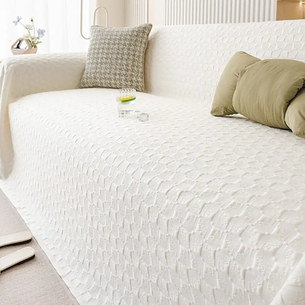 Textured Cooling Ice Silk Skin-Friendly Breathable Sofa Throw Blanket Washable Sofa Cover