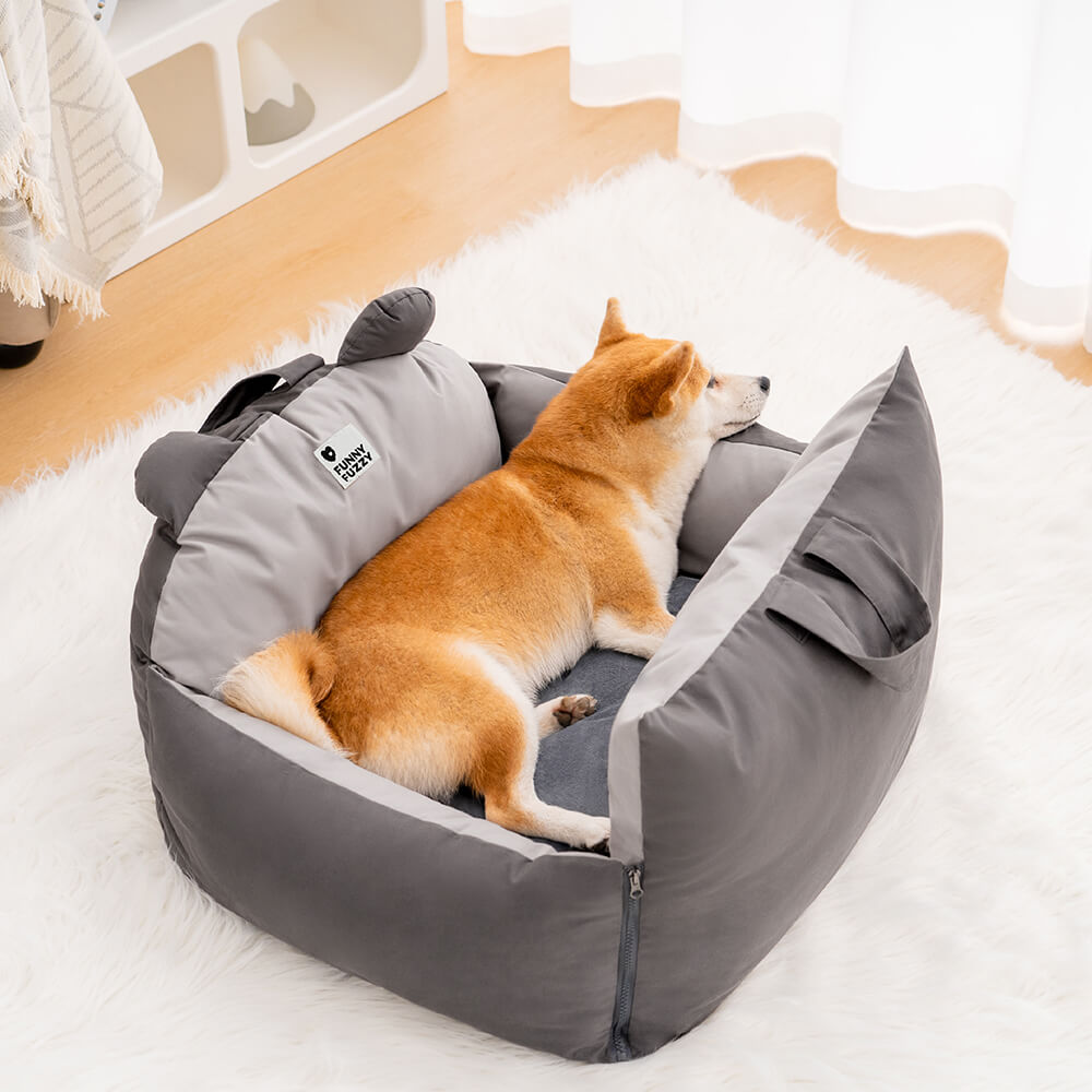 Bear Ears Pet Car Safety Bed Multifunctional Dog Car Seat Bed