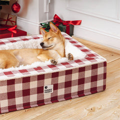 Festive Classic Tartan Cosy Anti-Anxiety Calming Dog Bed