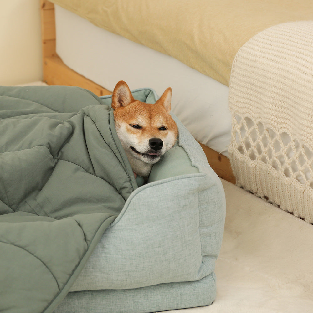 Calming Leaf Shape Dog Blanket With Donut Dog Bed