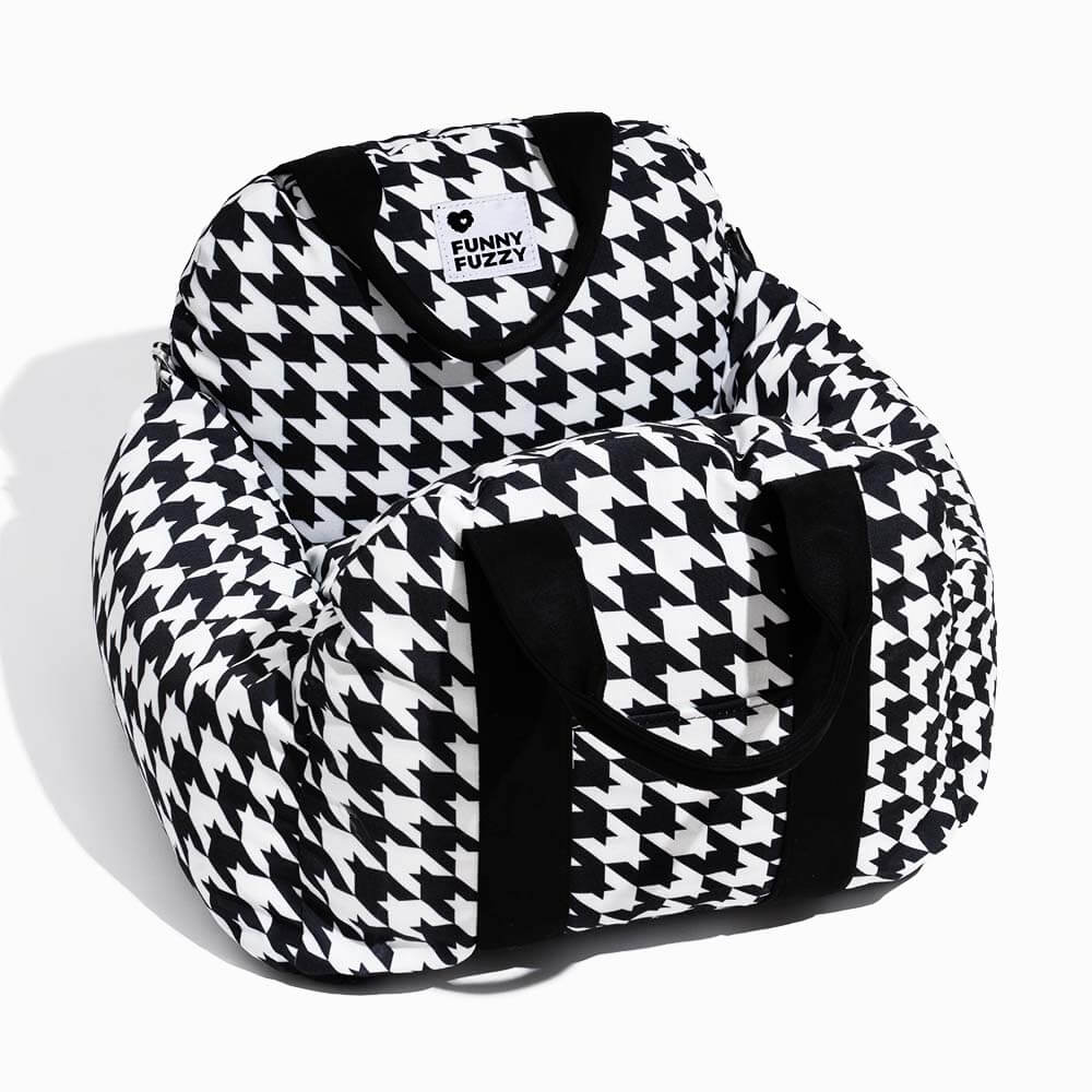 Vintage Heart Chequerboard Dog Car Seat Bed