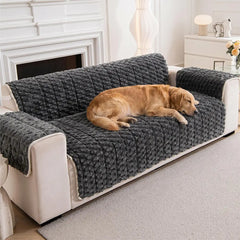 Fuzzy Bubble Plush One-Piece Pet-Friendly Sofa Protection Non-Slip Couch Cover