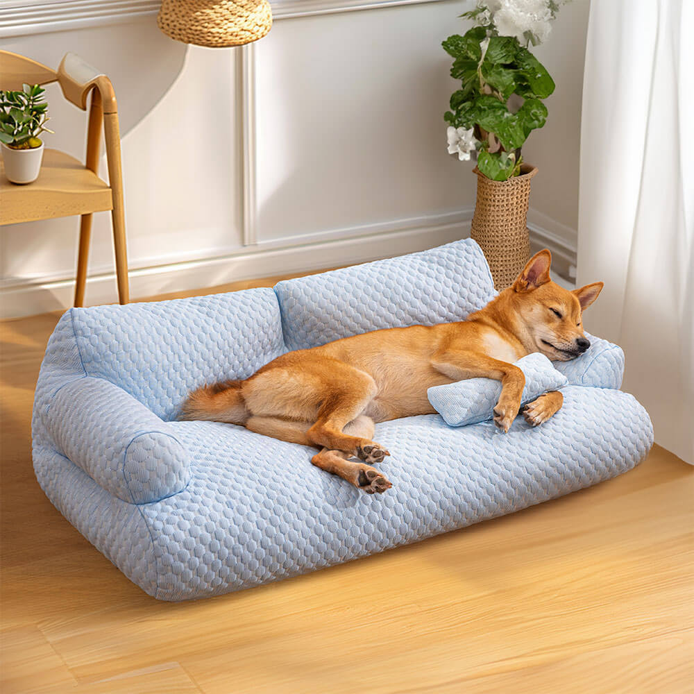 Ice Silk Cooling Pet Bed Breathable Washable Dog Sofa Bed Garden Outdoor Dog Bed