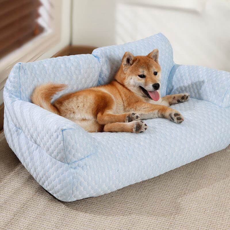 Ice Silk Cooling Pet Bed Breathable Washable Dog Sofa Bed Garden Outdoor Dog Bed