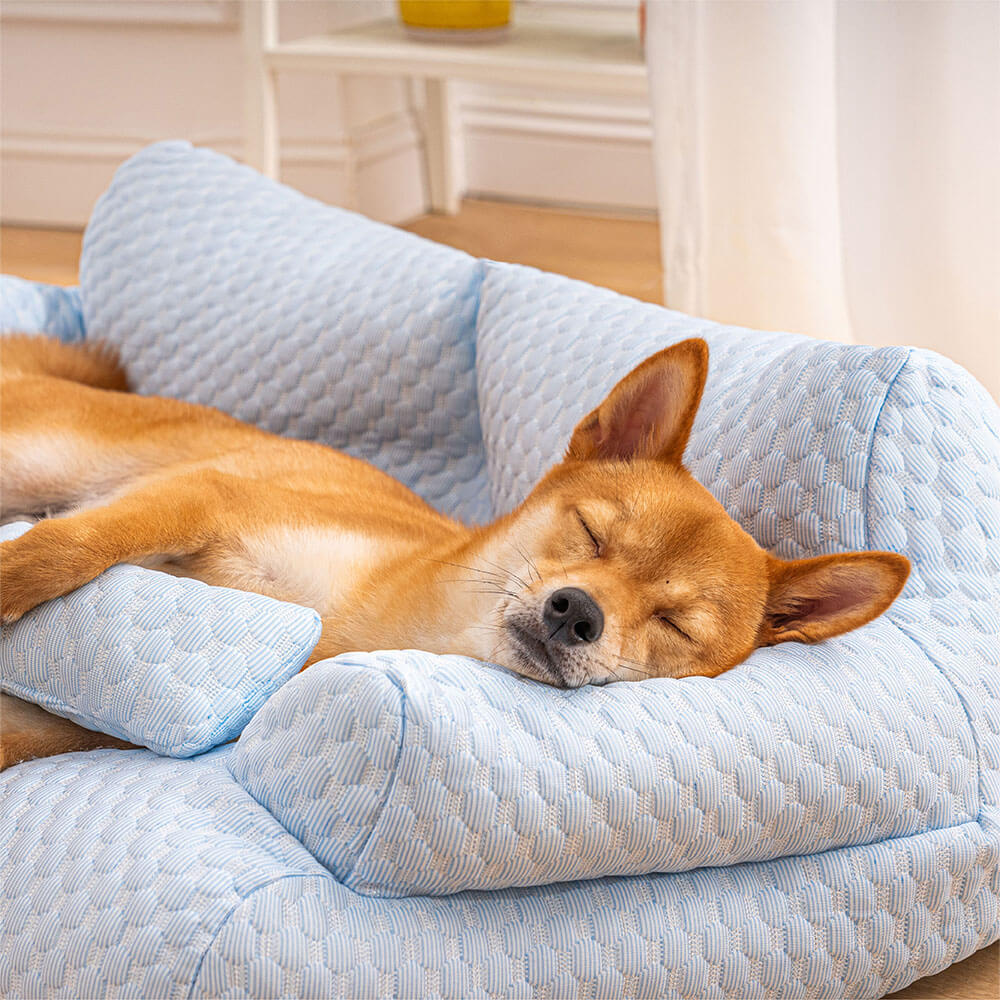 Ice Silk Cooling Pet Bed Breathable Washable Dog Sofa Bed Garden Outdoor Dog Bed