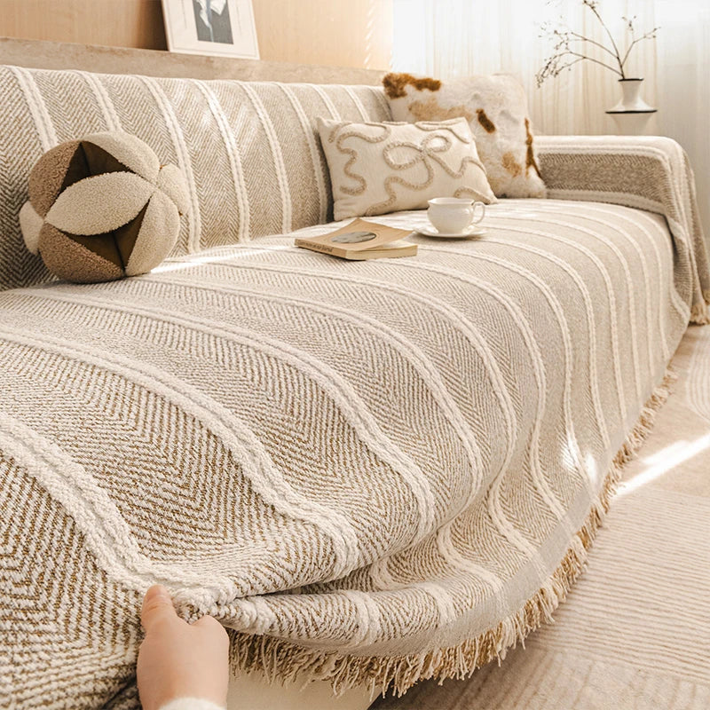 Large Herringbone Chenille Thickened Scratch-Resistant Sofa Cover Protection Sofa Throw Cover