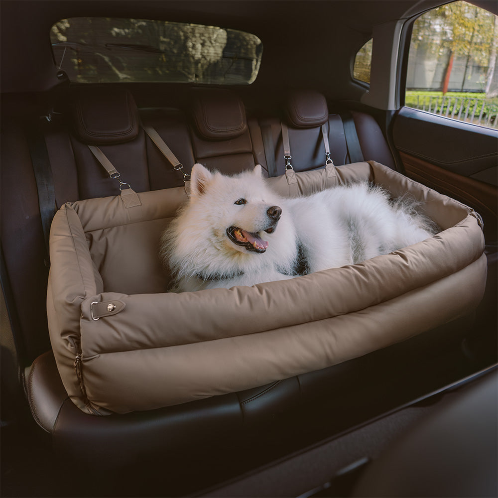 Large Deluxe Faux Leather Dog Car Seat Booster Bed - Roadtrip