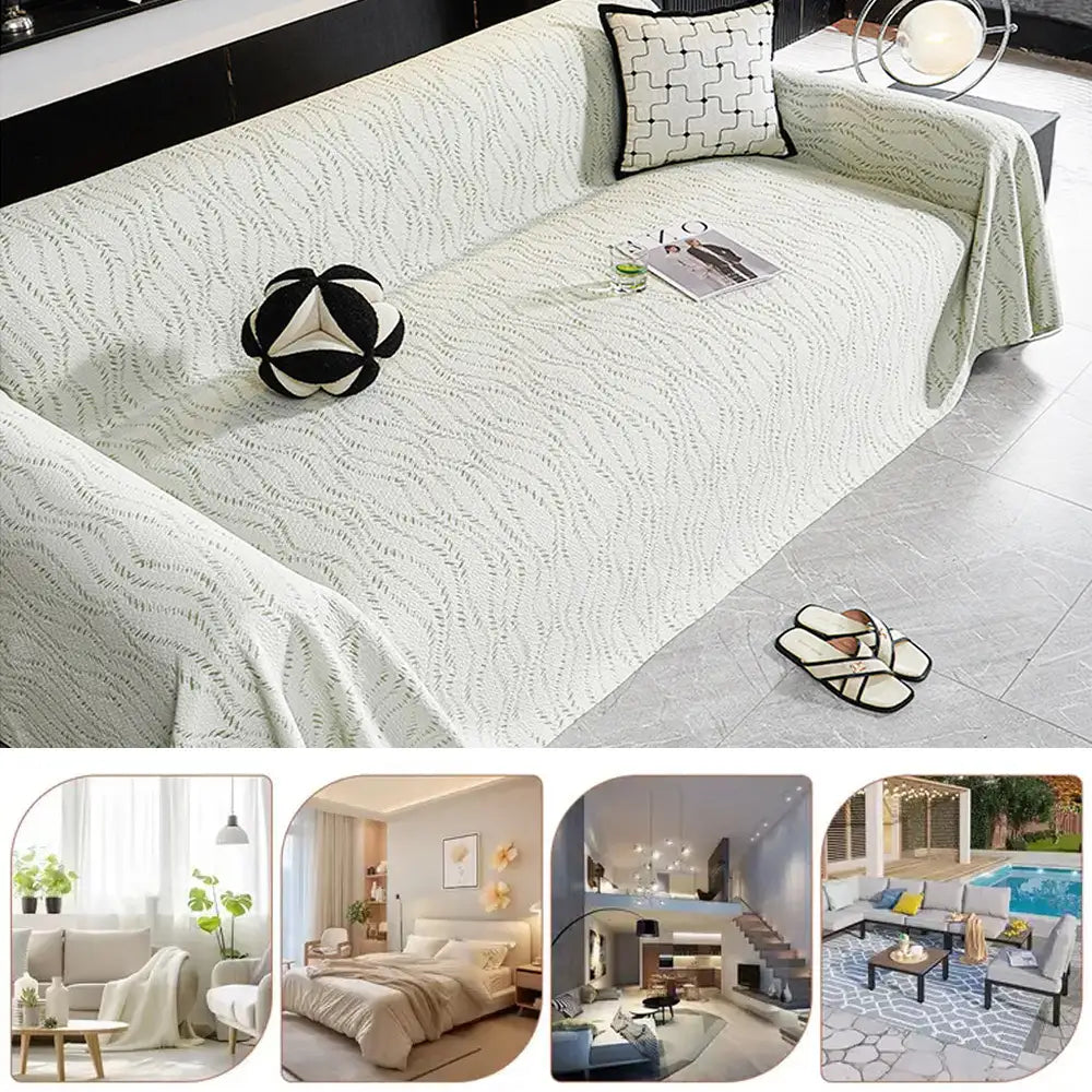 Leaf Pattern Cooling Ice Silk Sofa Protection Large Sofa Throw Blanket Sofa Cover