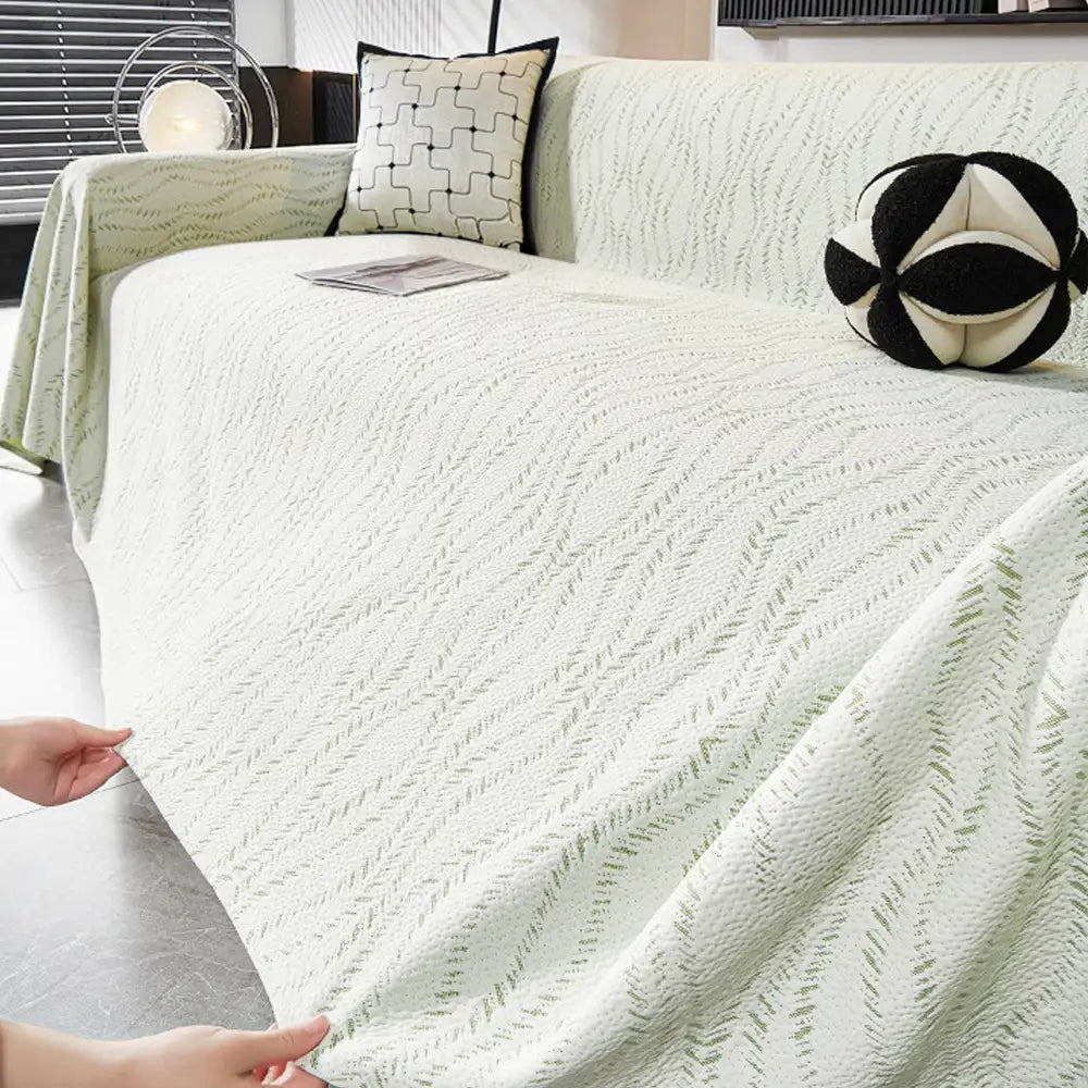 Leaf Pattern Cooling Ice Silk Sofa Protection Large Sofa Throw Blanket Sofa Cover