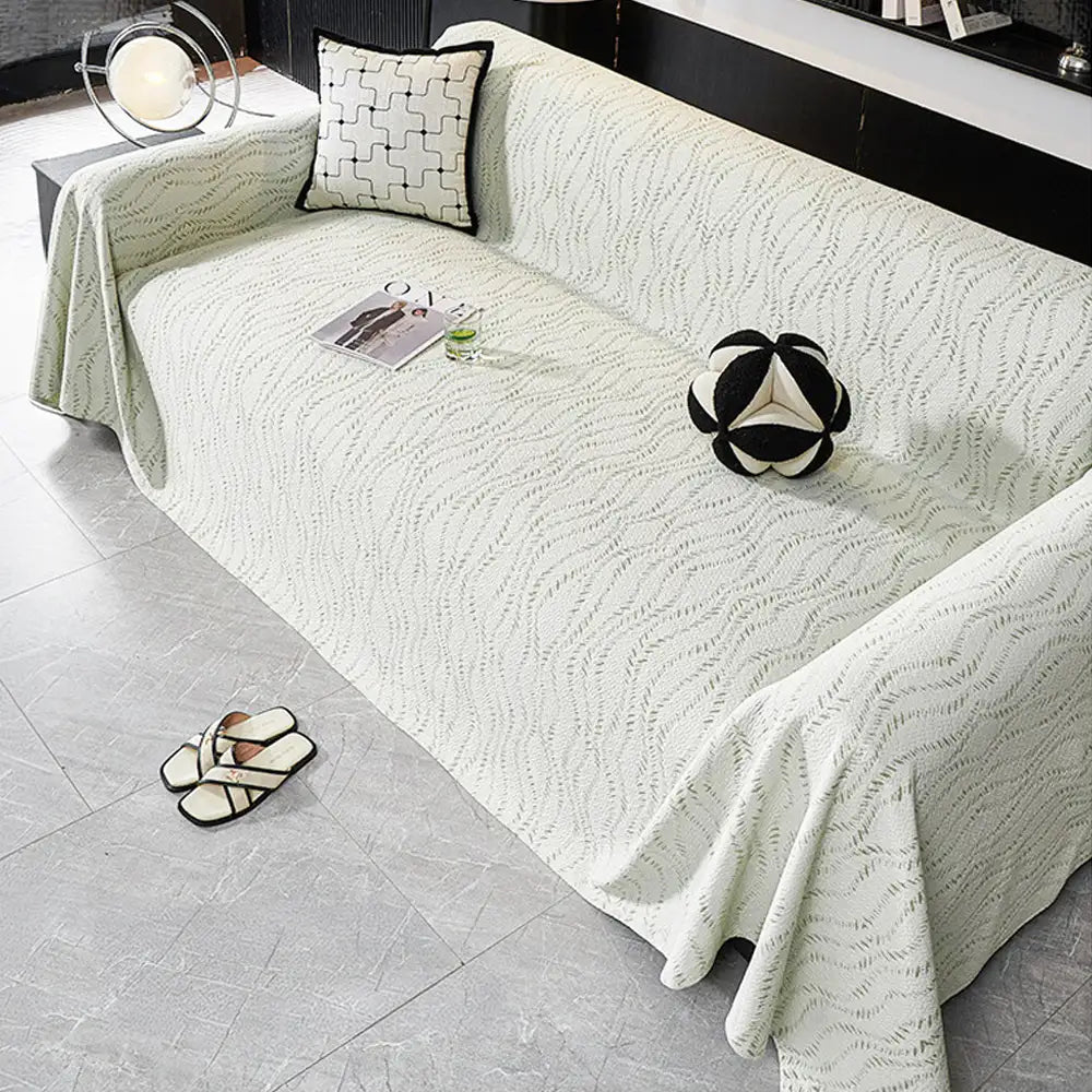 Leaf Pattern Cooling Ice Silk Sofa Protection Large Sofa Throw Blanket Sofa Cover