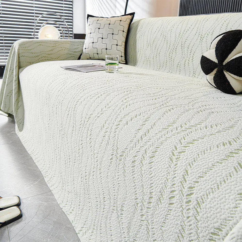 Leaf Pattern Cooling Ice Silk Sofa Protection Large Sofa Throw Blanket Sofa Cover