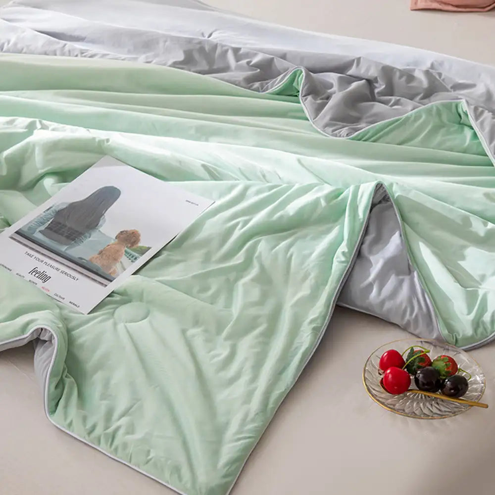 Lightweight Double-Sided Solid Color Cooling Ice Silk Cold Effect Blanket