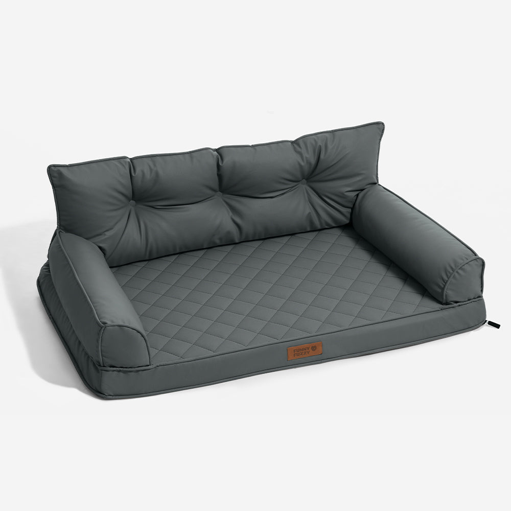 Luxe Faux Leather Foldable Orthopedic Outdoor Large Dog Bed