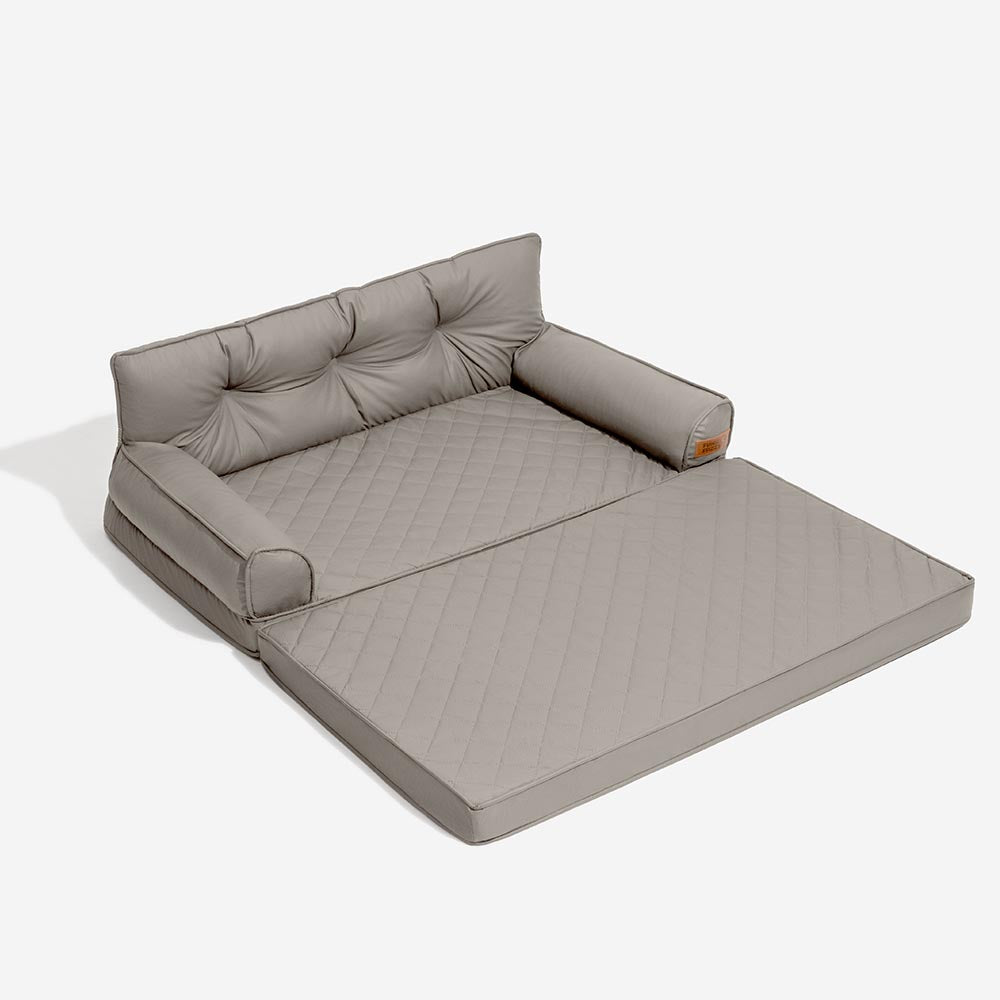 Luxe Faux Leather Foldable Orthopedic Outdoor Large Dog Bed