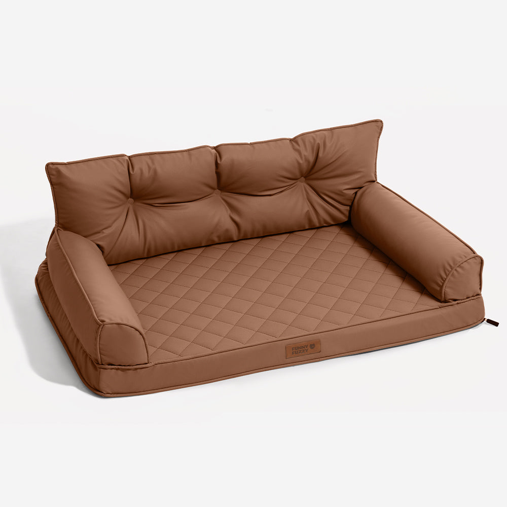 Luxe Faux Leather Foldable Orthopedic Outdoor Large Dog Bed