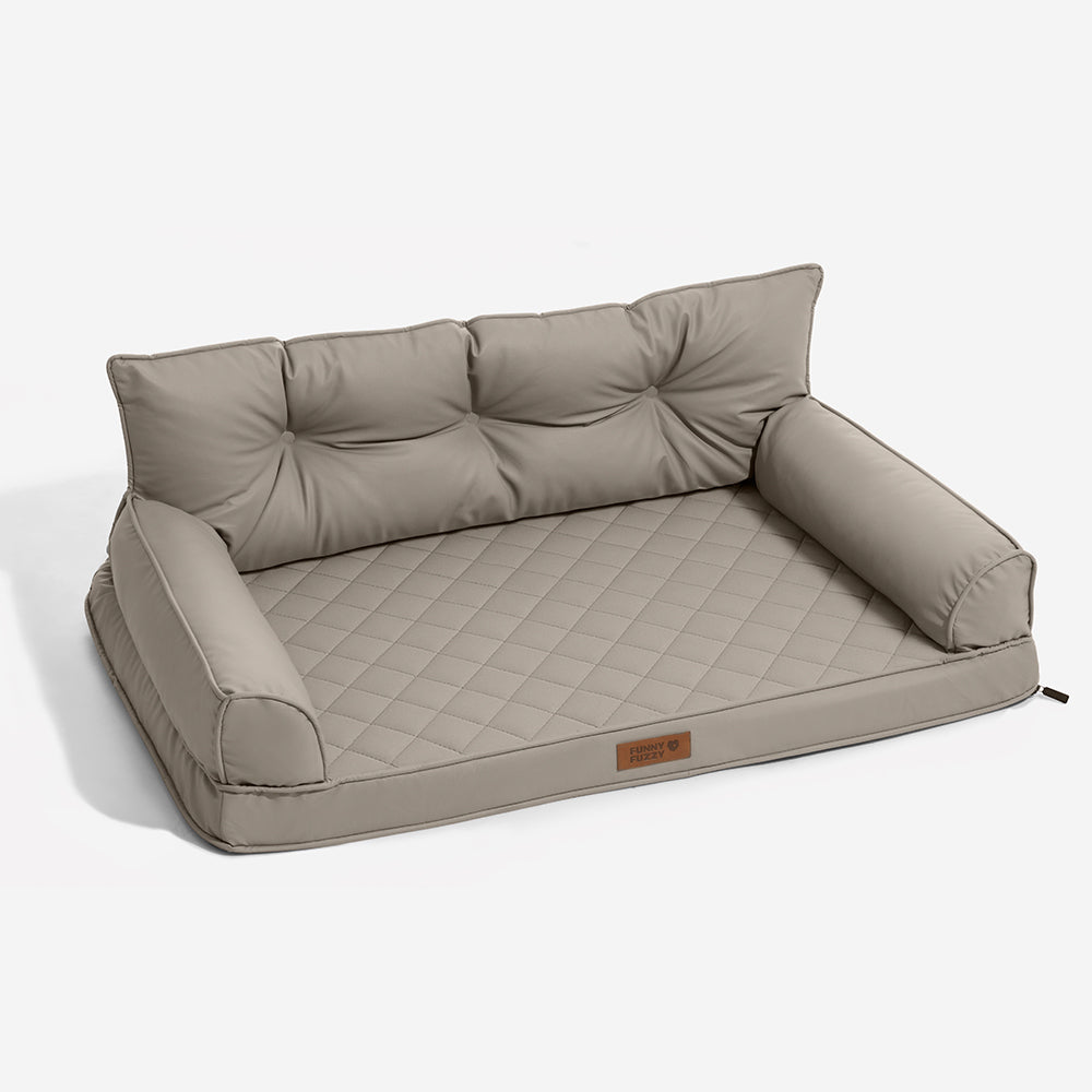 Luxe Faux Leather Foldable Orthopedic Outdoor Large Dog Bed