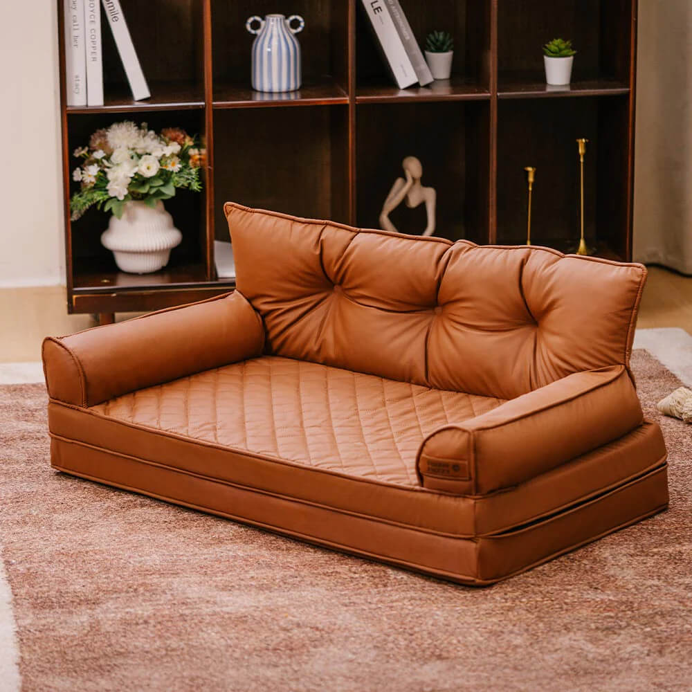 Luxe Faux Leather Foldable Orthopaedic Large Dog Bed - CoreLounge