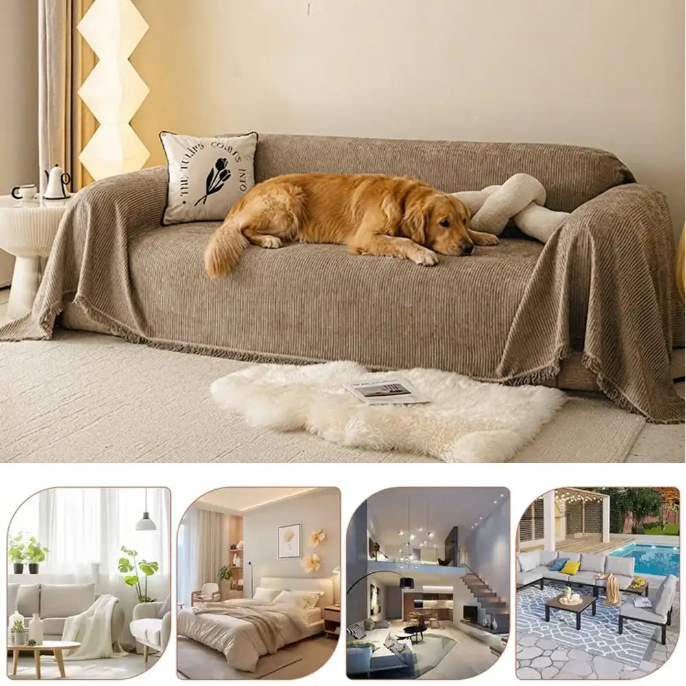 Modern Classic Scratch-Resistant Chenille Sofa Throw Blanket Washable Sofa Cover