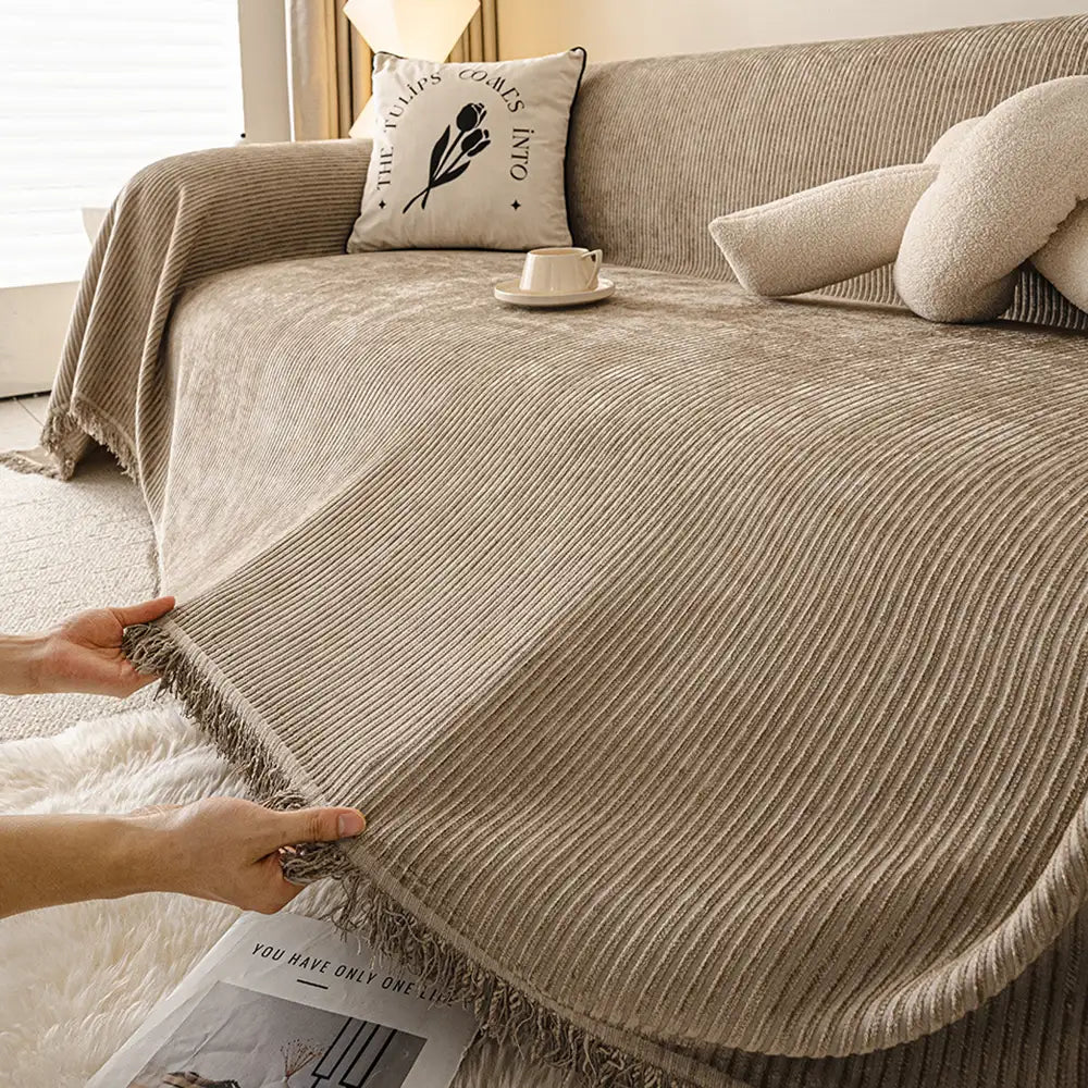 Modern Classic Scratch-Resistant Chenille Sofa Throw Blanket Washable Sofa Cover