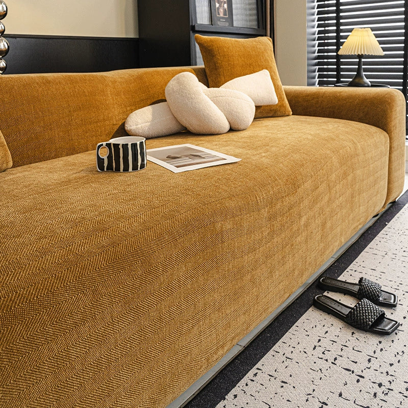 Herringbone Full Coverage Scratch-Resistant Sofa Protection Magic Stretch  Corner Couch Cover