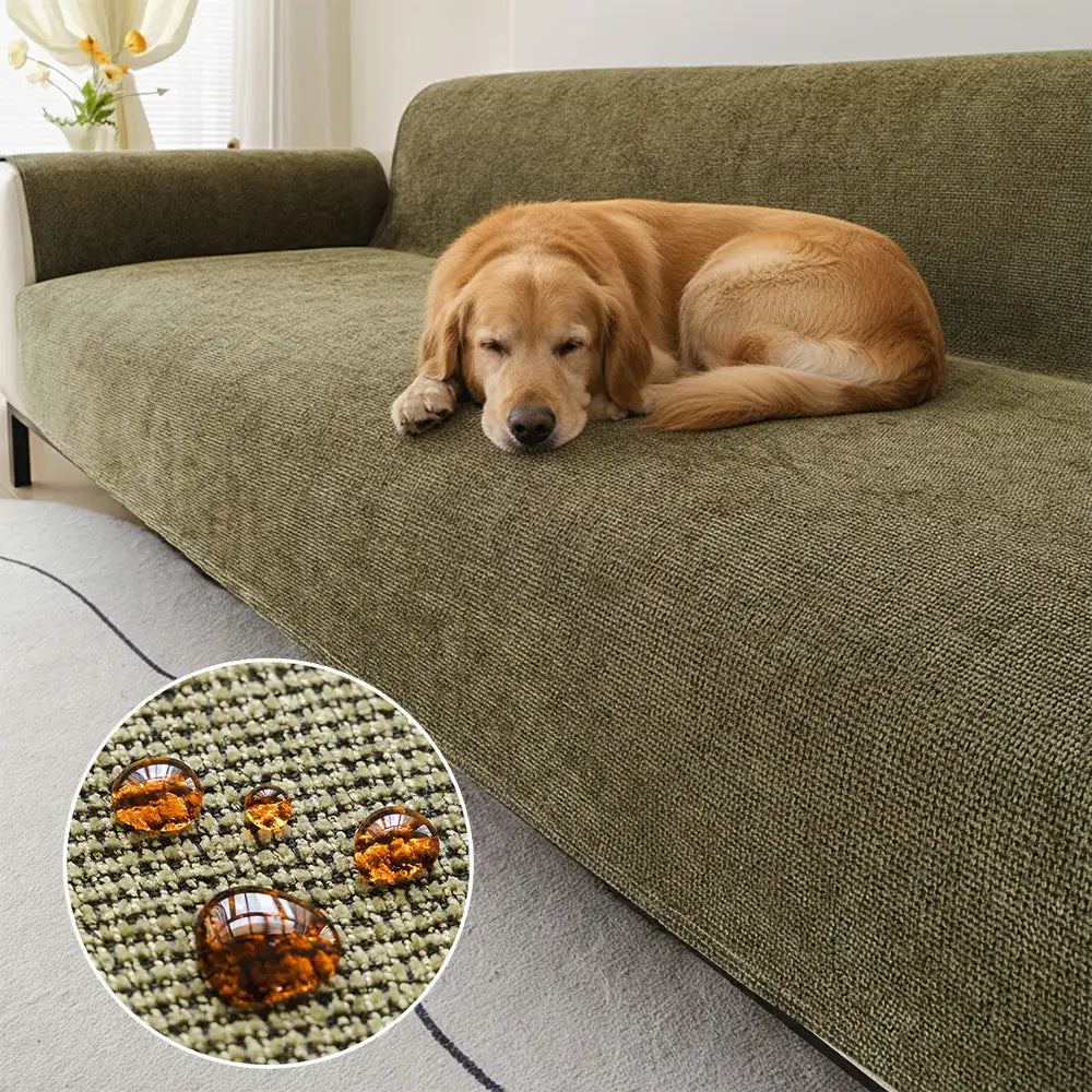 One-Piece Chenille Scratch-Resistant Water-Repellent Non-Slip Couch Cover & Office Chair Protector