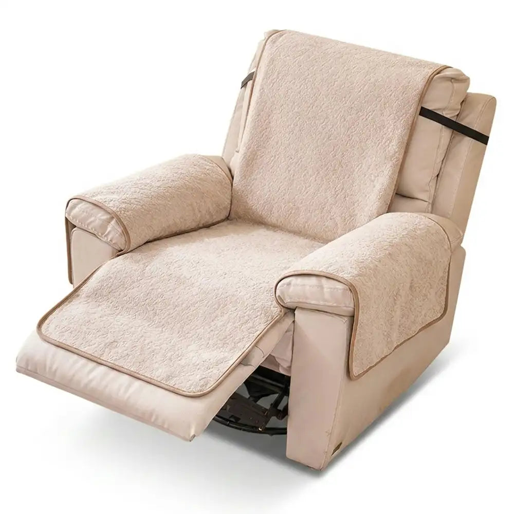 One-Piece Chenille Scratch-Resistant Recliner Chair Cover With Straps - Snowflake