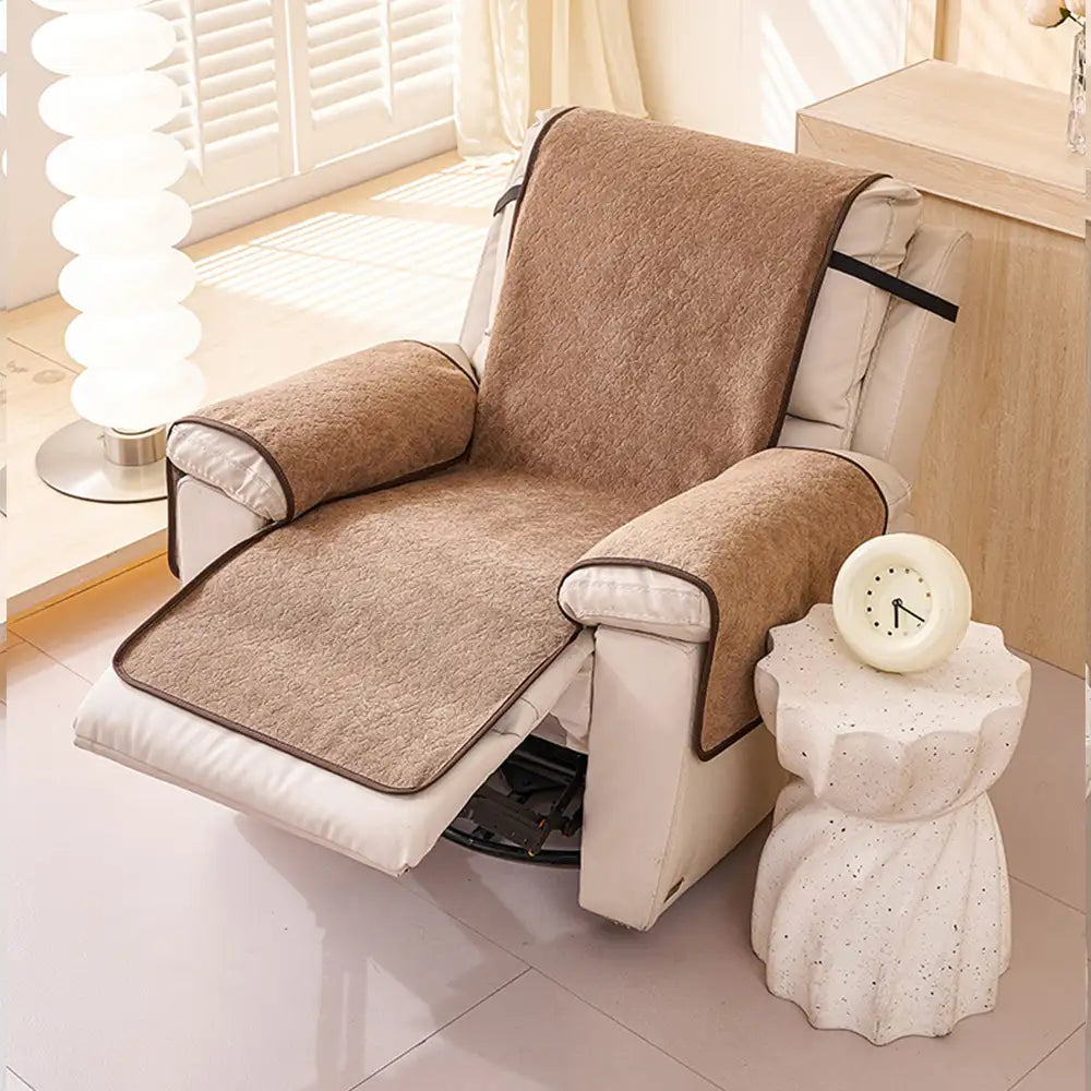 One-Piece Chenille Scratch-Resistant Recliner Chair Cover With Straps - Snowflake