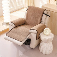 One-Piece Chenille Scratch-Resistant Recliner Chair Cover With Straps - Snowflake