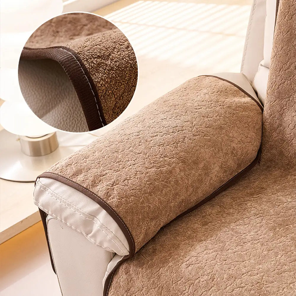 One-Piece Chenille Scratch-Resistant Recliner Chair Cover With Straps - Snowflake