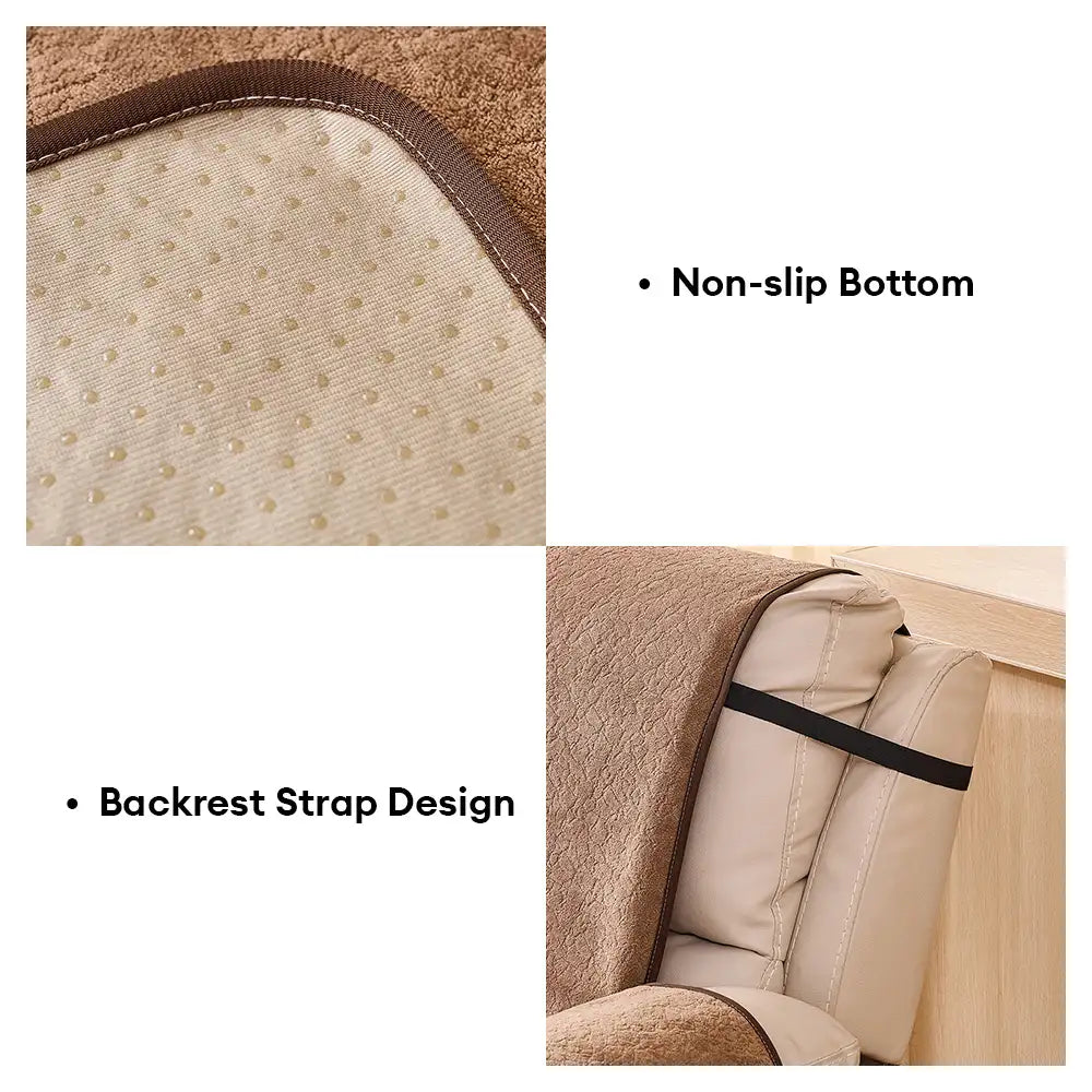 One-Piece Chenille Scratch-Resistant Recliner Chair Cover With Straps - Snowflake