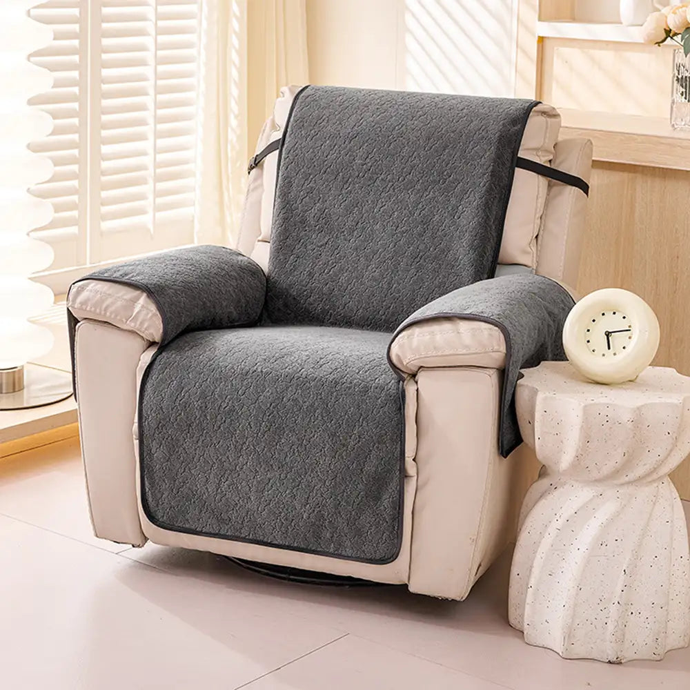One-Piece Chenille Scratch-Resistant Recliner Chair Cover With Straps - Snowflake
